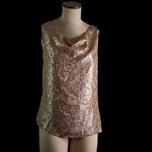 J.Crew Gold  Cowl Neck Sleeveless Top, 4, EUC